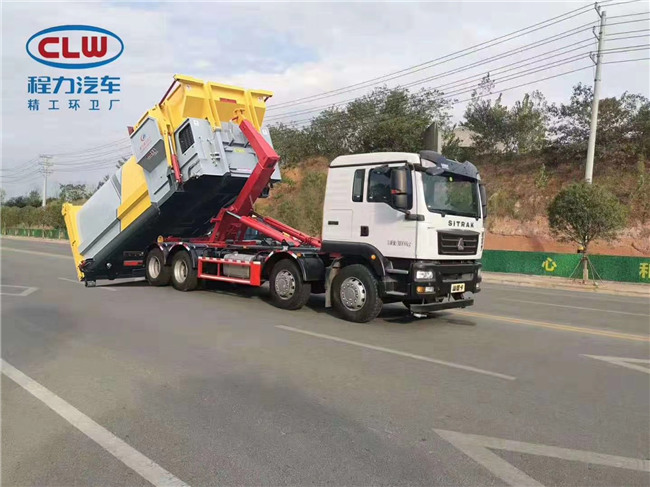重汽汕德卡前四后八勾臂垃圾車(chē)-25方勾臂